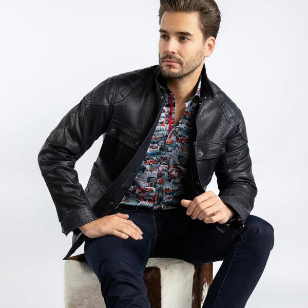 The Expedition Leather Utility Jacket - Premium Men's Patterned Shirt by Claudio Lugli | Bold Design, Tailored Fit, Best Printed Shirts