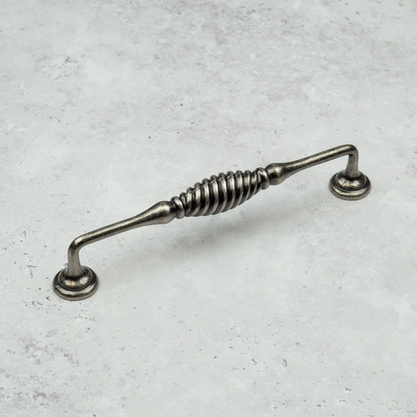 Antique Pewter Reeded Beehive Handle & Coordinating Pull Knob