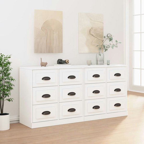Berkfield Sideboards 2 pcs White Engineered Wood
