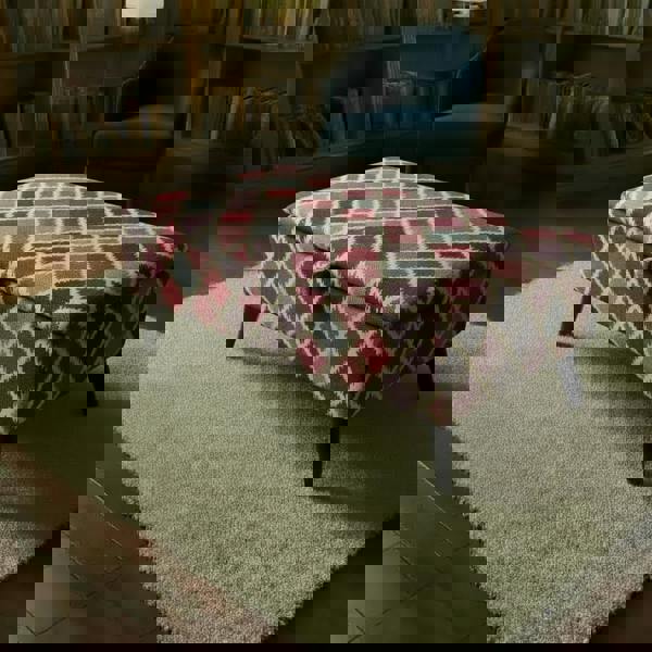 Handmade rectangular window seat bench with hidden storage in modern living room