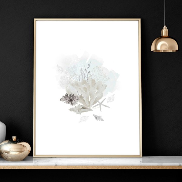 Home Office wall art | set of 3 Coastal Seashells artwork prints