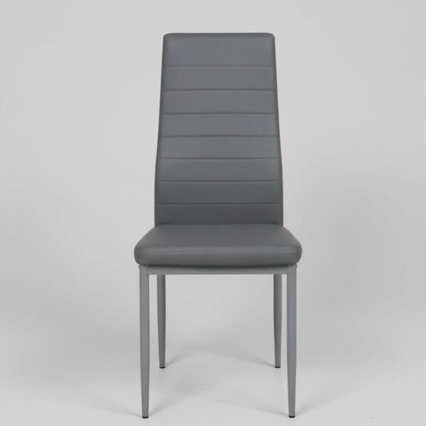Kosy Koala Grey Glass Dining Table Set with 6 Grey Faux Leather Chairs Modern Dining Furniture