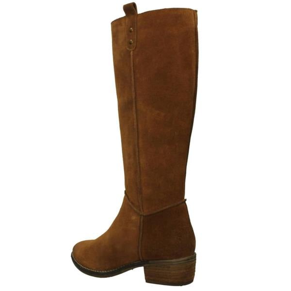 Spot On Ladies Low Cuban Heel Suede Leather High Leg Boot with Inside Zip F51230