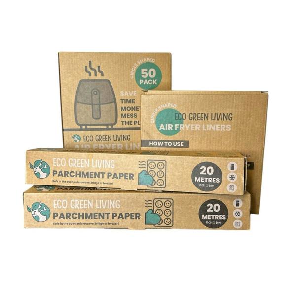 Eco Green Living Parchment Paper x2 rolls and Air Fryer Liners 2x50 Papers