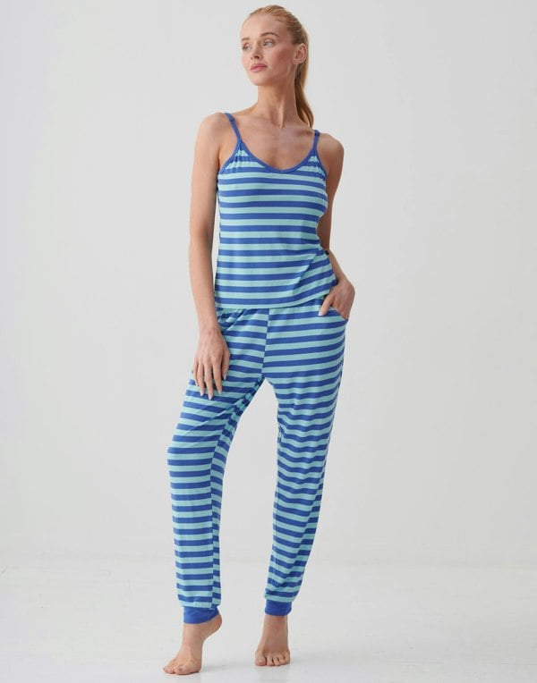 British Boxers Women's Bamboo Camisole Pyjama Set – Crystal Blue