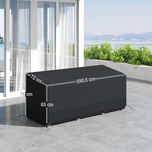 Bobobiy Rectangular Garden Furniture Cover Waterproof for 3 Seater Sofa Bistro Set, 190 x 72 x 76cm, Black