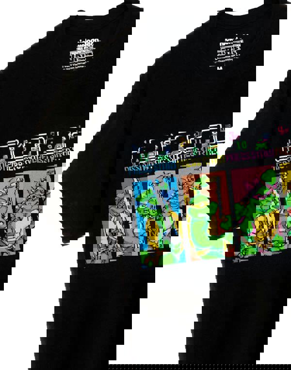 Teenage Mutant Ninja Turtles Mens Black Press Start Short Sleeved T-Shirt