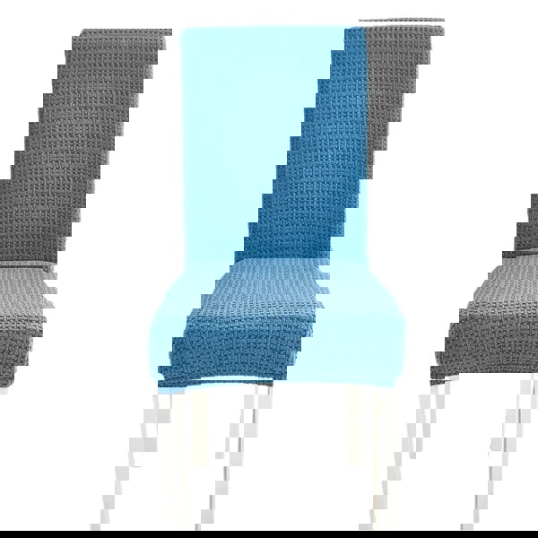 Anyseat Chair Cover Blue Micro Knitted Design with Elastic Material for Dining Room Kitchen Wedding Hotel Banquet Restaurant