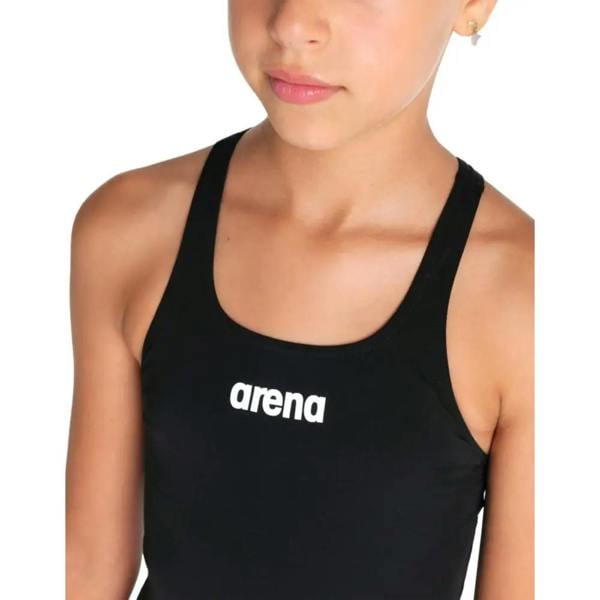 Arena Girls Team Swim Pro Solid black swimsuit with white logo