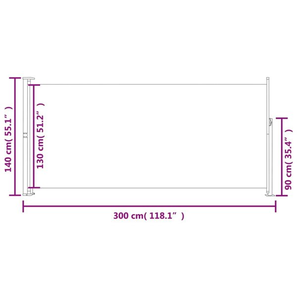 Berkfield Retractable Side Awning 140 x 300 cm Grey