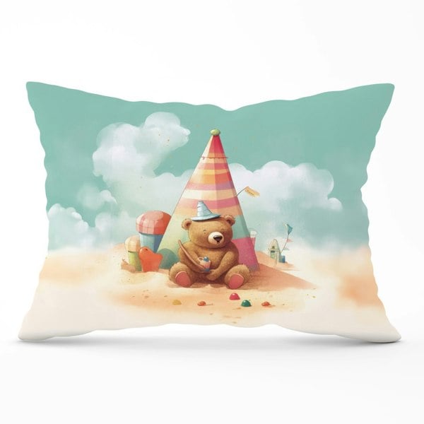 Warren Reed A Bear On A Beach Holiday Cushions