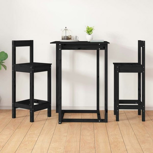 Berkfield Bar Chairs 2 pcs Black 40x41.5x112 cm Solid Wood Pine