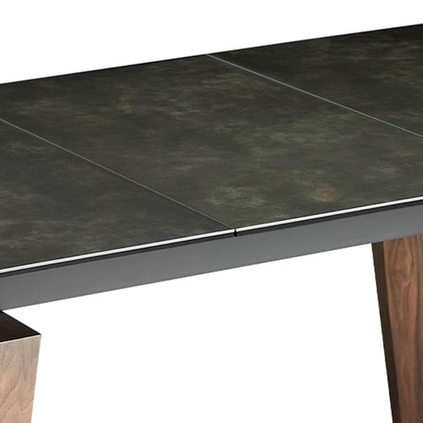 Angel Cerdá Rectangular porcelain marble and walnut extending dining table 1026