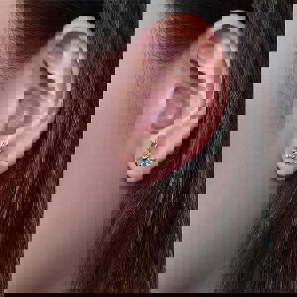 Gemondo ECFEW™ Peridot and Blue Topaz Hummingbird Stud Earrings in 925 Sterling Silver