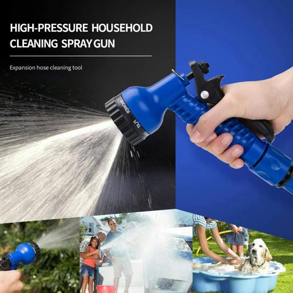 Shatchi 50FT Garden Pipe,Flexible Expanding Magic Hose with 8 Functions Spray Nozzle, Blue
