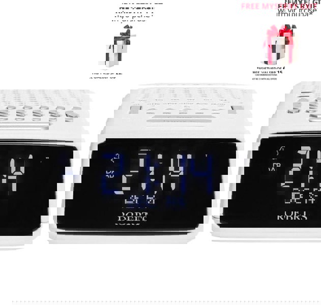 Roberts ORTUSDAB FM/DAB/DAB+ Bluetooth Digital Clock Radio - Free Gift RRP £15