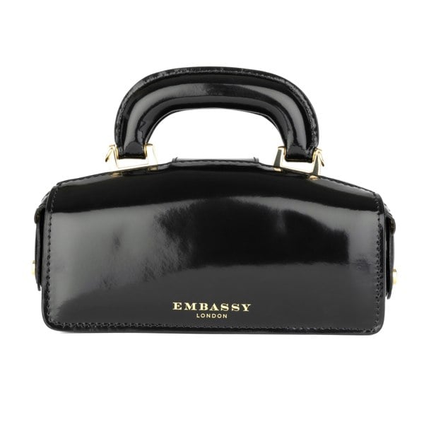 Embassy London Gazelle Mini - Gold & Black  - Mini top handle structured bag in Italian leather with LED