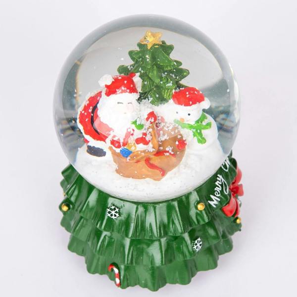 15cm Musical Christmas Snow Globe with Traditional Santa Scene and Resin Base image 1