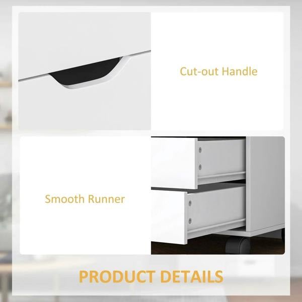 White cabinet drawer with cut-out handle and smooth running rail detail