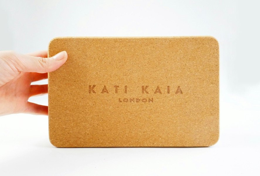 Kati Kaia Cork Block and Strap in Natural Brown for Yoga and Pilates Support