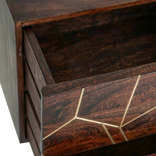 IH Design Jusleen Solid Mango Wood 2 Drawer Lamp Table