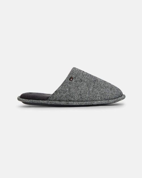 Tommy Hilfiger Herringbone Mens Hilfiger House Shoes - Universal Grey