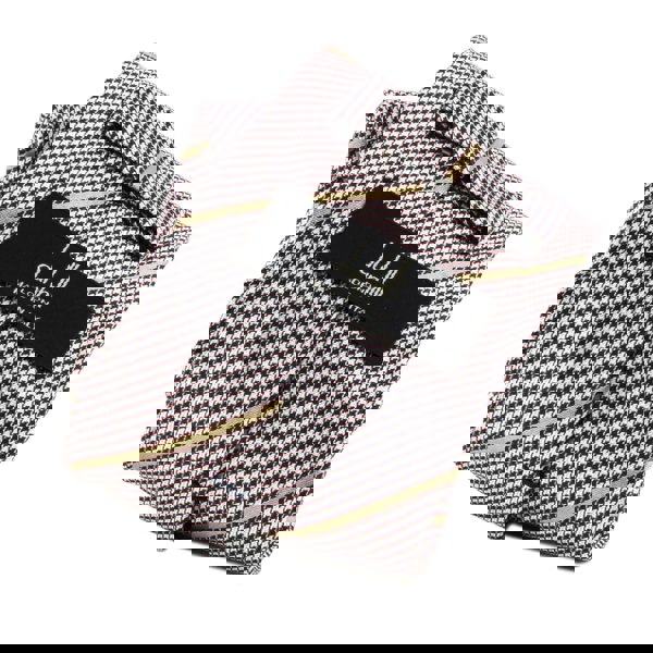 Dunhill fine houndstooth and stripe patterned silk tie claret beige