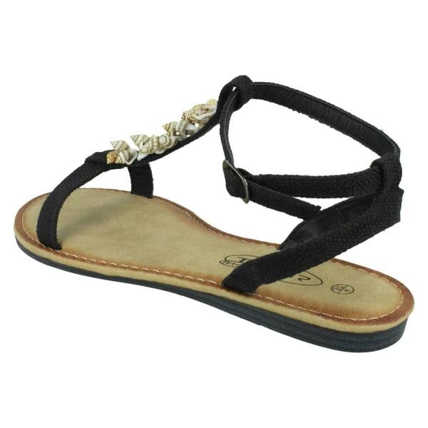 Spot On Ladies Spot On Shell T-Bar Sandals F00360