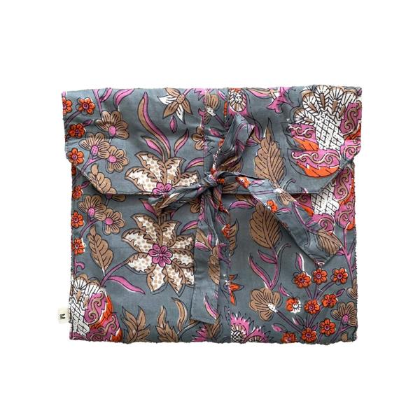 Hayley & Co Floral 100% Cotton Short Pyjama Set in Grey and Pink