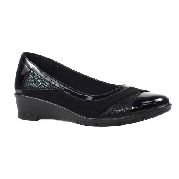 Lunar Womens Faux Leather Wedge Shoes - Black