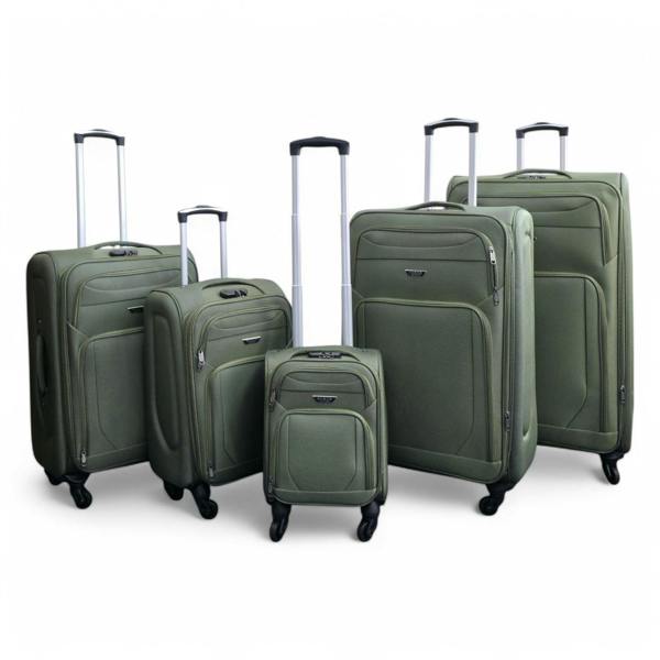 Infinity Luggage Soft Shell Lightweight Nylon Suitcase Set 4 Wheel Travel Case Holiday Bags