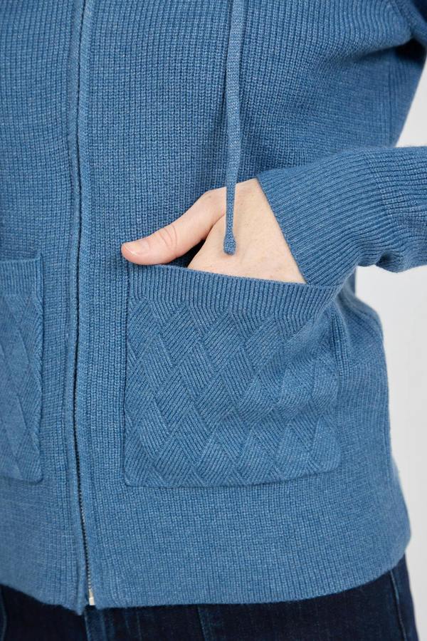 Mudflower Cable-Knit Zip-up Hooded Cardigan