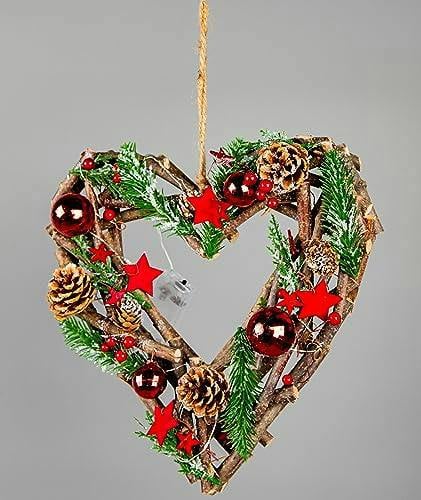 35cm Battery Operated LED Twig Hanging Heart Red Christmas Decoration image 5