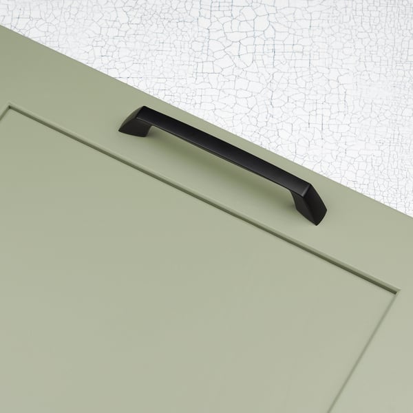 Handle & Home Matt Black Coordinating Tapered Handle, Cup Handle, and Coordinating Knob