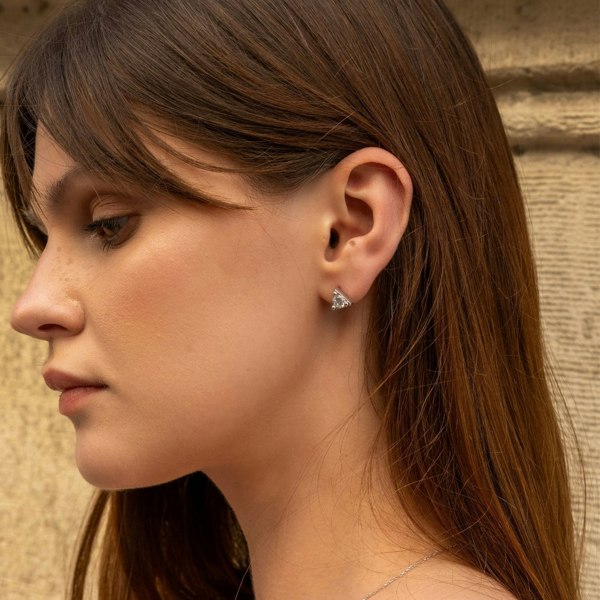 Spero London Triangle Sterling Silver Stud Earring