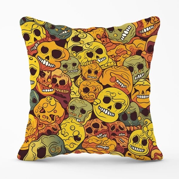 Warren Reed Autumnal Skulls Pattern Cushions