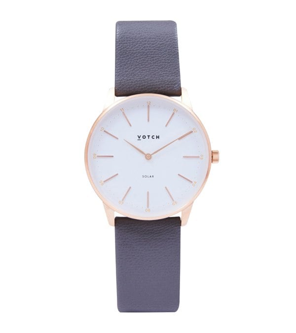 Votch Rose Gold & Steel Grey Watch | Solar Classic