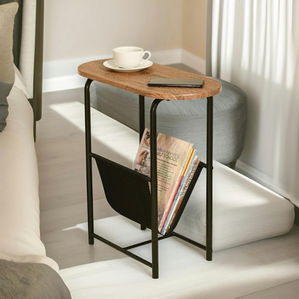 Rafaelo Mobilia Industrial Side Table With Magazine Holder Brown