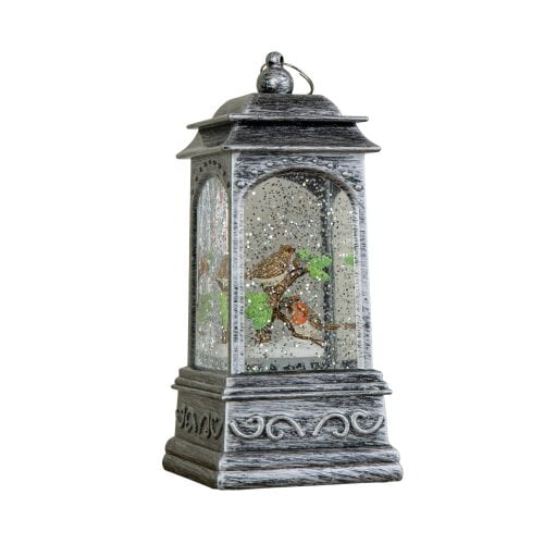 Samuel Alexander 20cm Dual Powered Light up Christmas Robin Water Spinner with White LEDs