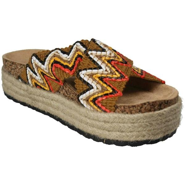 Spot On Ladies Spot On Platform Cross Over Strap Mule