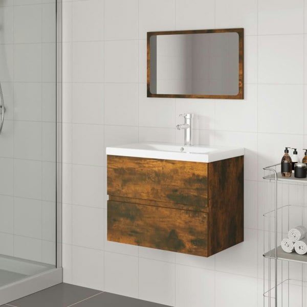 Berkfield Bathroom Furniture Set Smoked Oak Engineered Wood