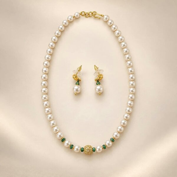 The Colourful Aura Pink Pearl Jade Beaded Necklace & Earring Set