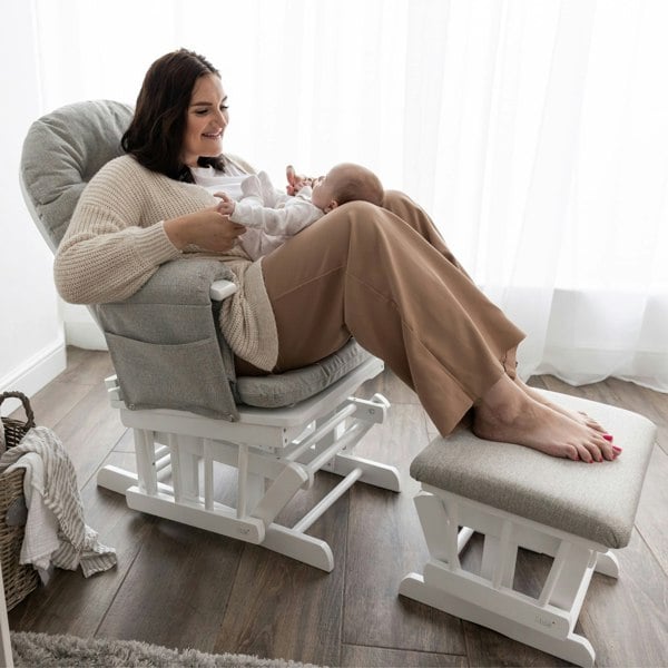 Haywood limited edition grey chevron glider chair - mum and baby