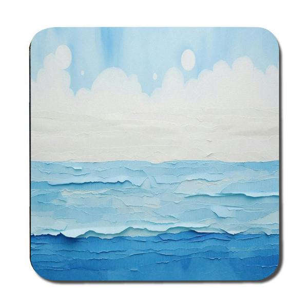 Benjamin Tate Design Ocean Waves Placemat and Coaster Set with Seascape Artwork