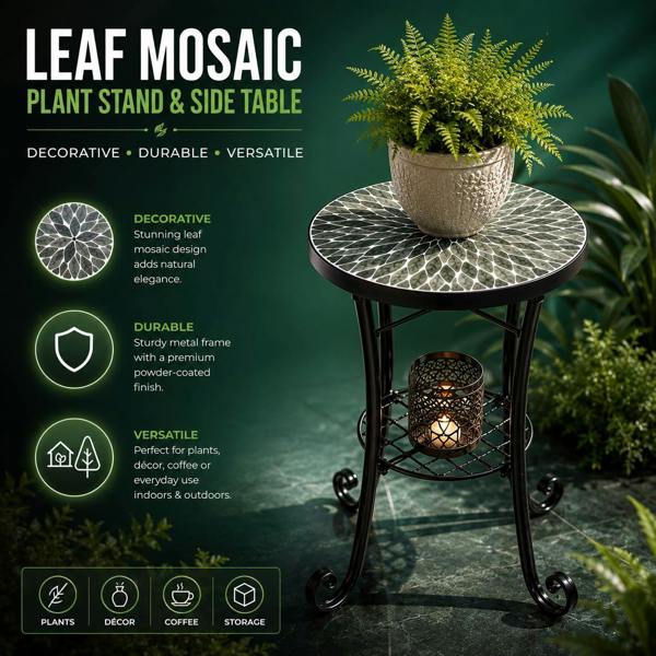 35cm Leaf Mosaic Plant Stand/Side Table image 12