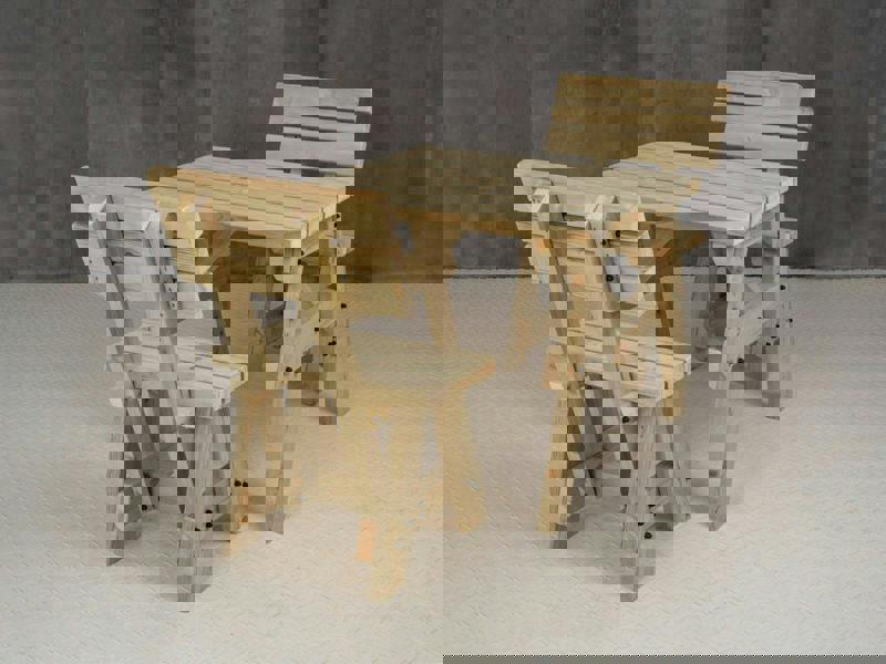 Victoria Space-Saving Picnic Table and Benches Set with Backrest – Wooden Outdoor Dining Set for Gardens and Patios
