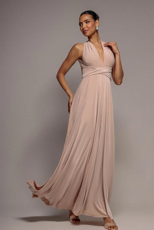 Multiway Tie-Up Maxi Dress - Dusty Pink DR1186D