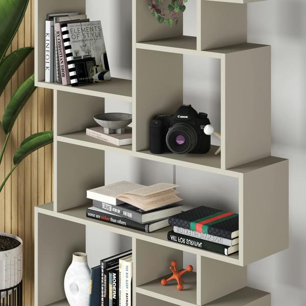 Decortie Karmato Modern Bookcase Display Unit with 10 Compartments 168.5cm Tall