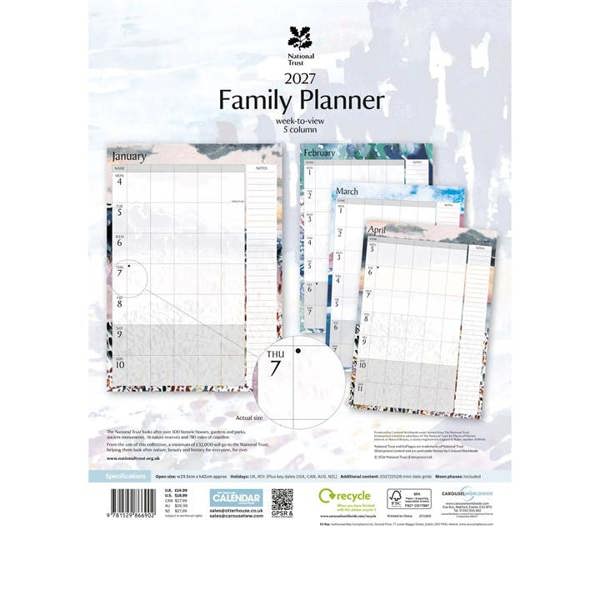 National Trust A3 Family Planner 2027, Family Planners, Week To View, Lifestyle, Gift