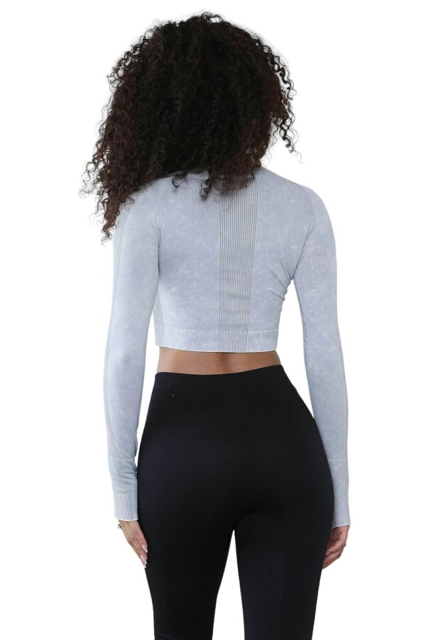 Elaina Fashion Women's Round Neck Tie-Dye Rib Seamless Slim Fit Crop Top Activewear 